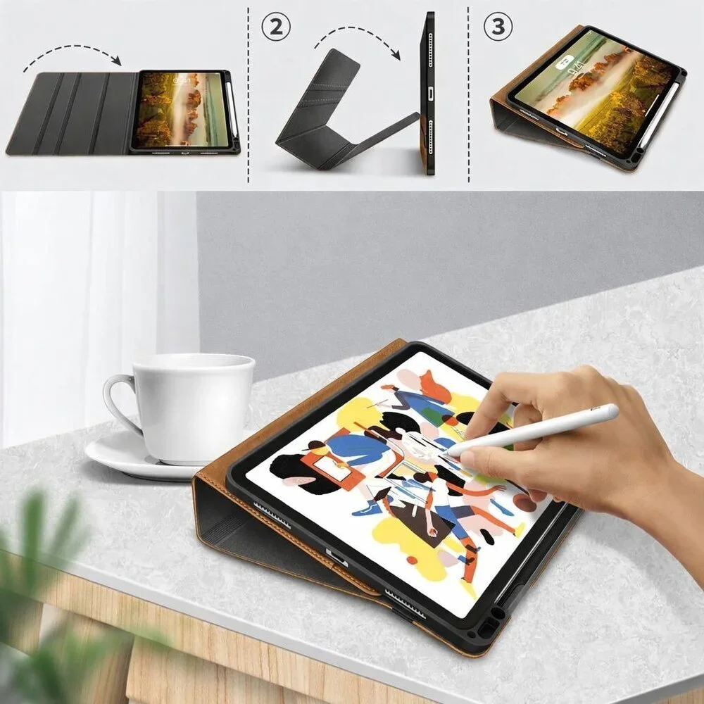 Protective Vegan Leather Folio Case for iPad Air 13